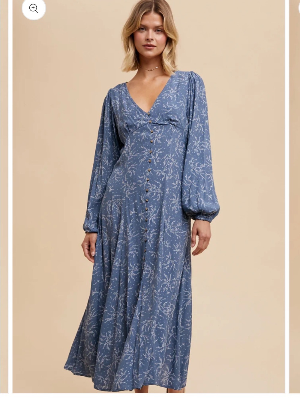 In-Loom Women's Blue Willow Button down Maxi Dress women’s large modest